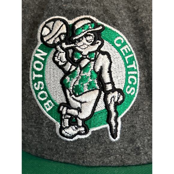 Boston Celtics Hat Gray Wool Blend Green Embroidered 7 1/2 New Era HWC - Picture 3 of 10